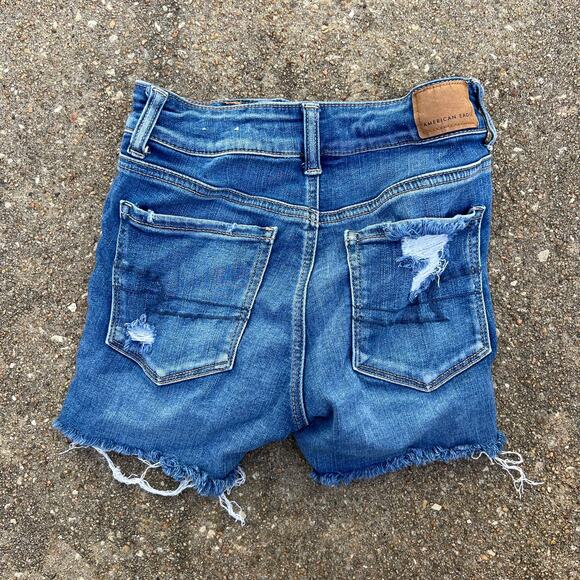 AEO American Eagle Hi Rise Shortie Next Level Stretch Jean Shorts Size 2 - Picture 5 of 5